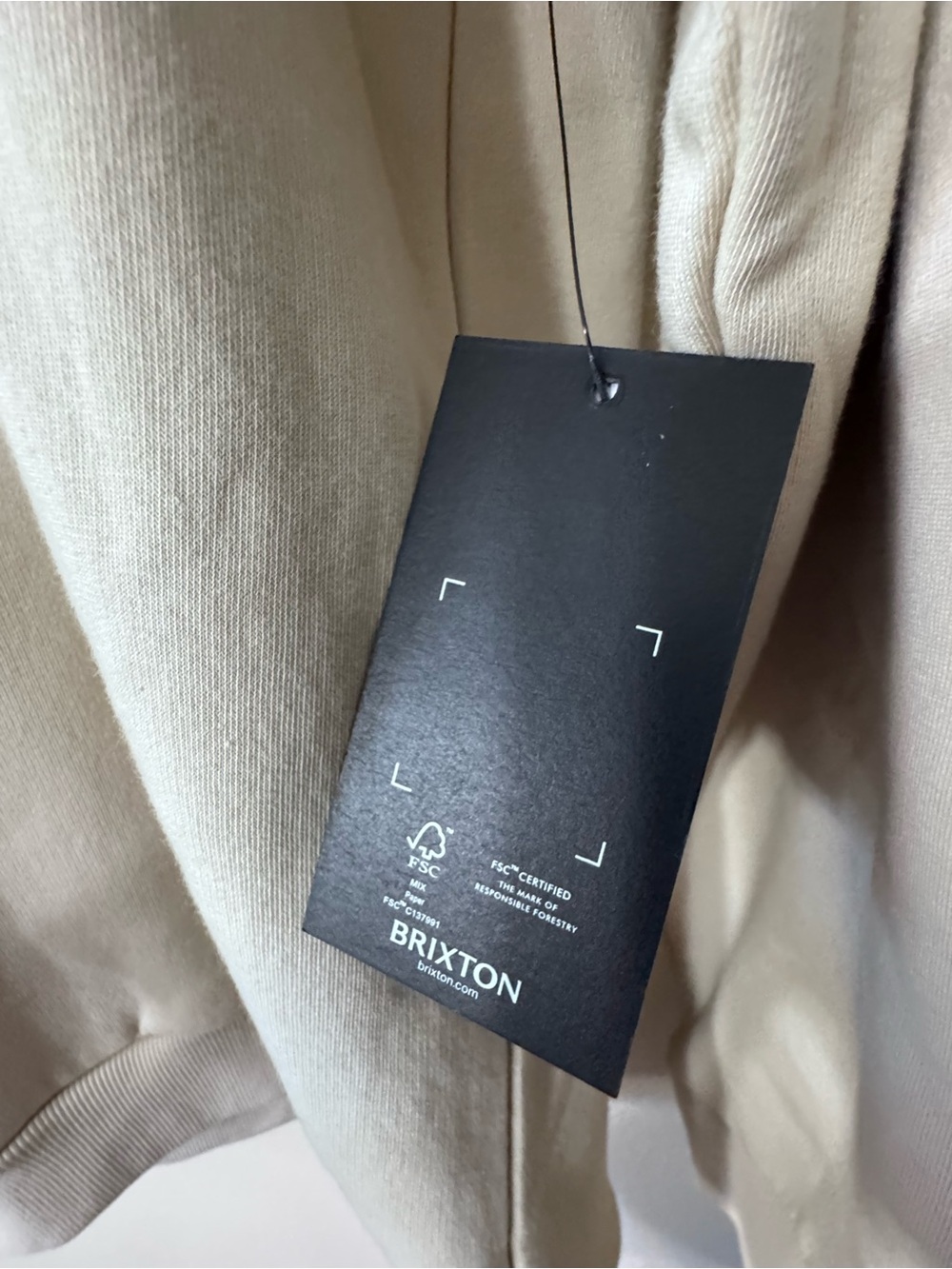 Brixton Cream Pullover Hoodie with Back Logo - Picture 3 of 5